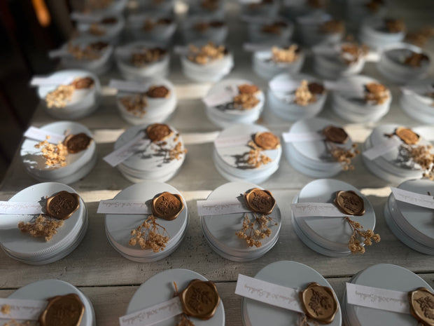 White Tin Soy Candles Favors