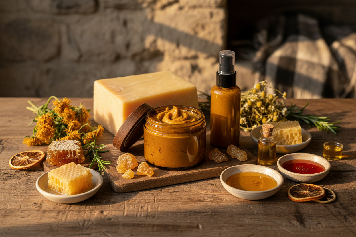 create a beef tallow amber lotion picture with natural ingredients 